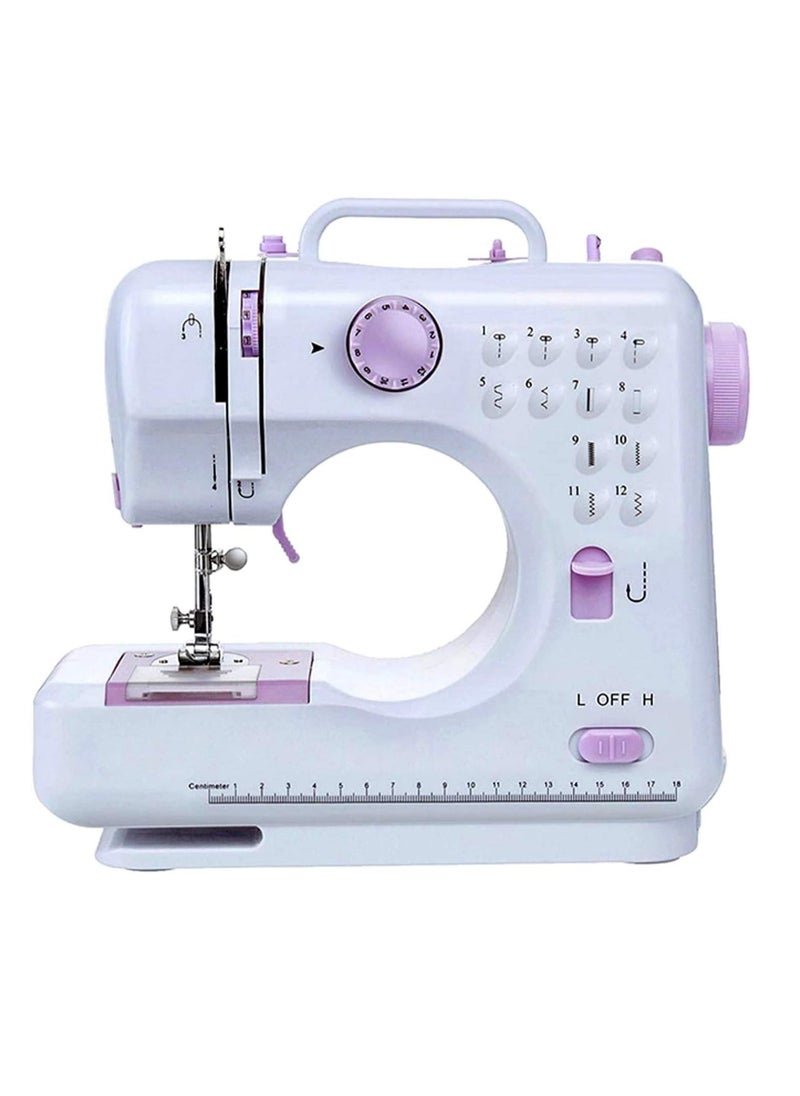 Aralifes - Electrical Sewing Machine Mini Multi-Function Household Sewing Machine Built In Stitch Patterns White/Purple - Image 1