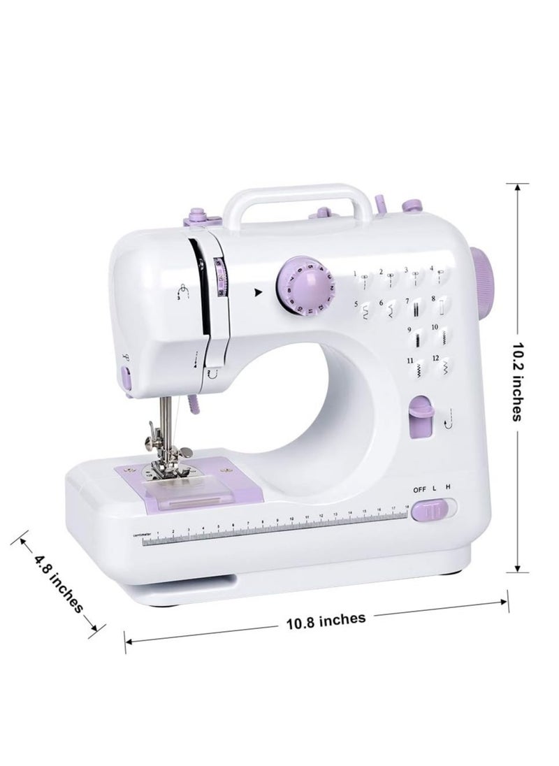 Aralifes - Electrical Sewing Machine Mini Multi-Function Household Sewing Machine Built In Stitch Patterns White/Purple - Image 1