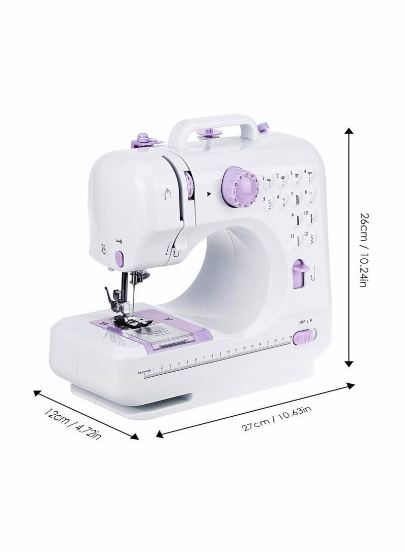 Aralifes - Electrical Sewing Machine Mini Multi-Function Household Sewing Machine Built In Stitch Patterns White/Purple - Image 1