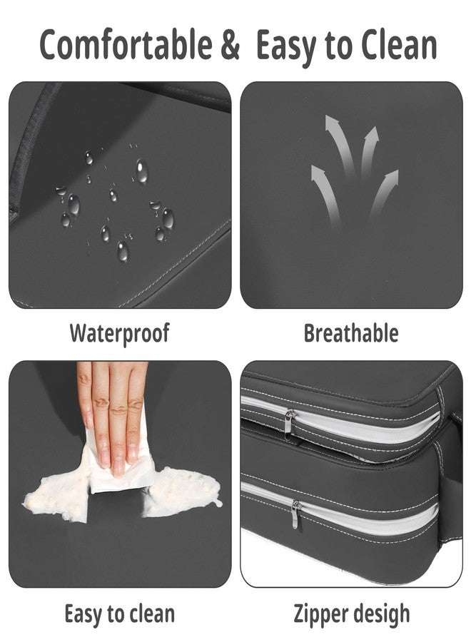 YONTINY Toddler Booster Seat for Kitchen Chair with Removable Backrest & Adjustable Straps, PU Portable Waterproof & Non-Slip Booster Seat for Dining Table, Travel Child Eating Cushion - Dark Grey - Image 5