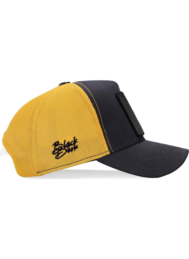 Black Börk Blackbörk V1 Trucker Lion - Unisex Dark Anthracite-Yellow Hat (Cap) with 6 Code Logo  - Image 2