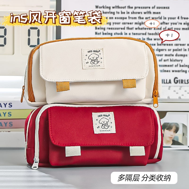 Korean-Style Large-Capacity Pencil Bag – Weaving Material for Girls and Students - Image 2