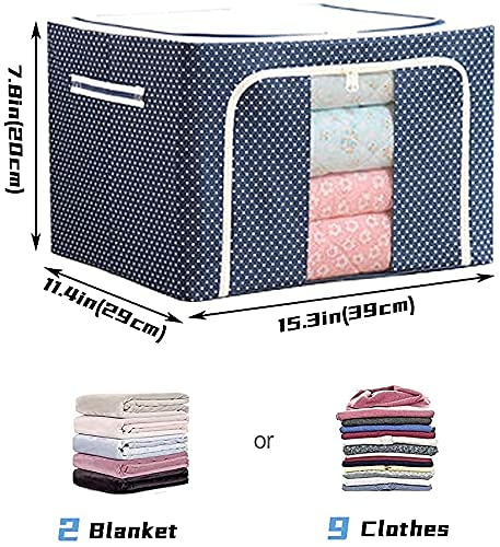 VINMEN Clothes Storage Bins Boxes 72L Large Oxford Cloth Steel Frame Organizers Bag with Clear Window Sturdy Zipper Reinforced Handle for Bedding Blankets Bedding Pillow Seasonal Clothing Comforter  - Image 4