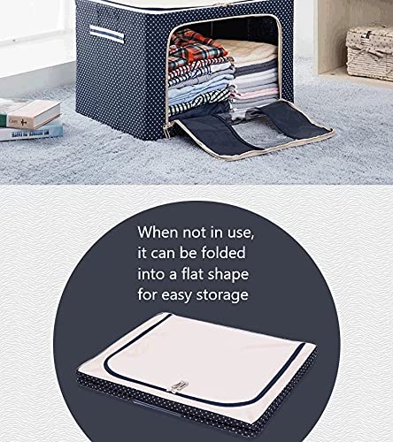 VINMEN Clothes Storage Bins Boxes 72L Large Oxford Cloth Steel Frame Organizers Bag with Clear Window Sturdy Zipper Reinforced Handle for Bedding Blankets Bedding Pillow Seasonal Clothing Comforter  - Image 3