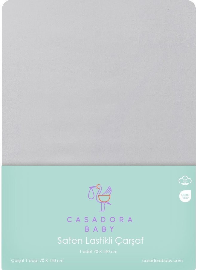 Casadora Baby 100% Cotton Satin Fitted Sheet SET-100X200X30+50X70CM 