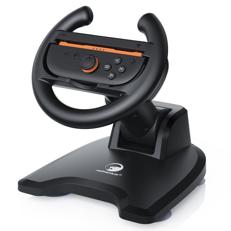 HONCAM Steering Wheel for Nintendo SwitchSwitch 2 Racing Wheel Table Attachment with 4 Suction Cup for JoyCons Enhanced Stability for Immersive Racing Games Black - Image 2