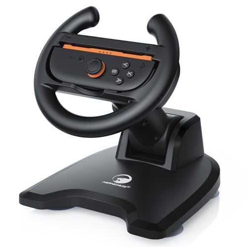 HONCAM Steering Wheel for Nintendo SwitchSwitch 2 Racing Wheel Table Attachment with 4 Suction Cup for JoyCons Enhanced Stability for Immersive Racing Games Black - Image 1