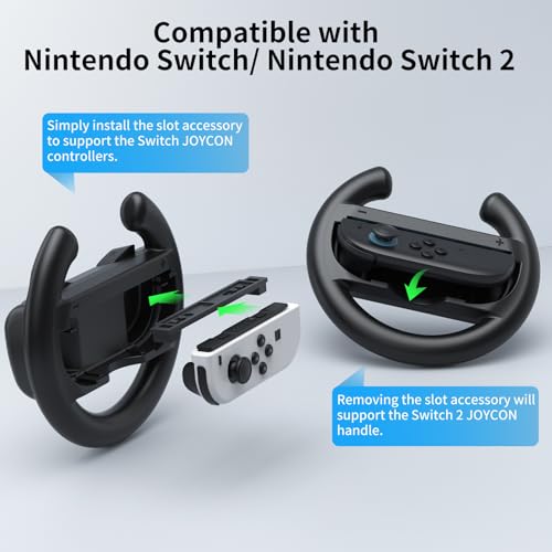 HONCAM Steering Wheel for Nintendo SwitchSwitch 2 Racing Wheel Table Attachment with 4 Suction Cup for JoyCons Enhanced Stability for Immersive Racing Games Black - Image 3