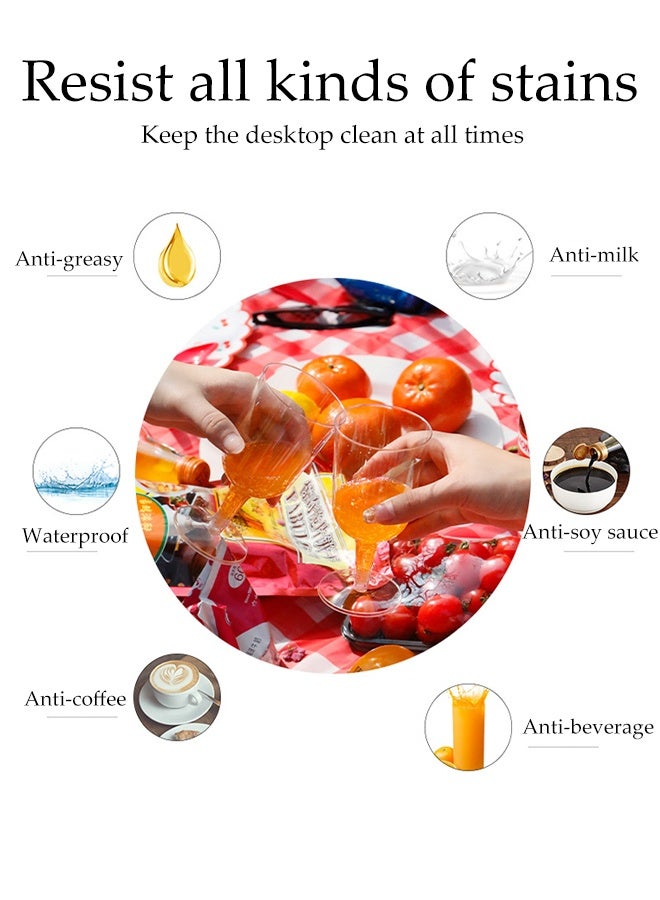 5 Pack Disposable Tablecloths, Plastic Rectangle Table Cloth,Red and White Checkered Tablecloth, Waterproof Decorative Table Cover for BBQ Party Wedding Indoor or Outdoor Use - Image 5
