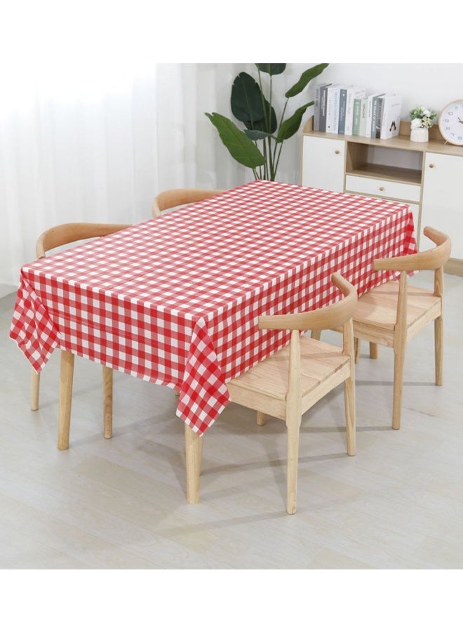 5 Pack Disposable Tablecloths, Plastic Rectangle Table Cloth,Red and White Checkered Tablecloth, Waterproof Decorative Table Cover for BBQ Party Wedding Indoor or Outdoor Use - Image 1