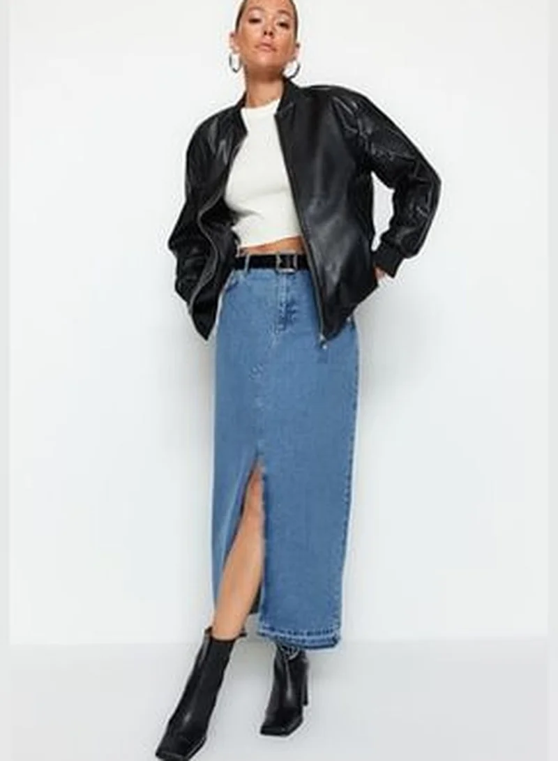 trendyol Black Oversized Faux Leather Bomber Jacket Coat TWOAW24MO00034