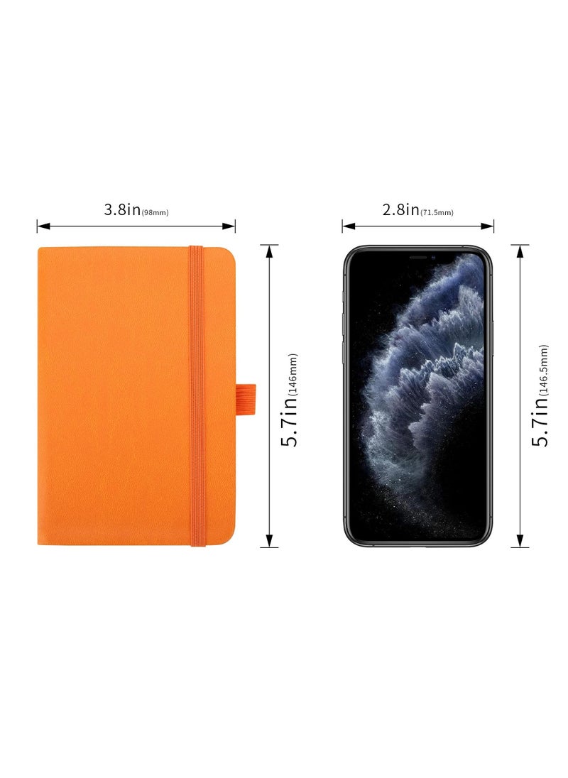 Excefore - Pocket Notebook, 2 Pack Small Notebook with Pen, A6 Size Journal Hardcover Notebook, 3.7”x5.5” Mini Notepad 100Gsm Thick Paper for Office, School (160 Pages, Orange) - Image 1