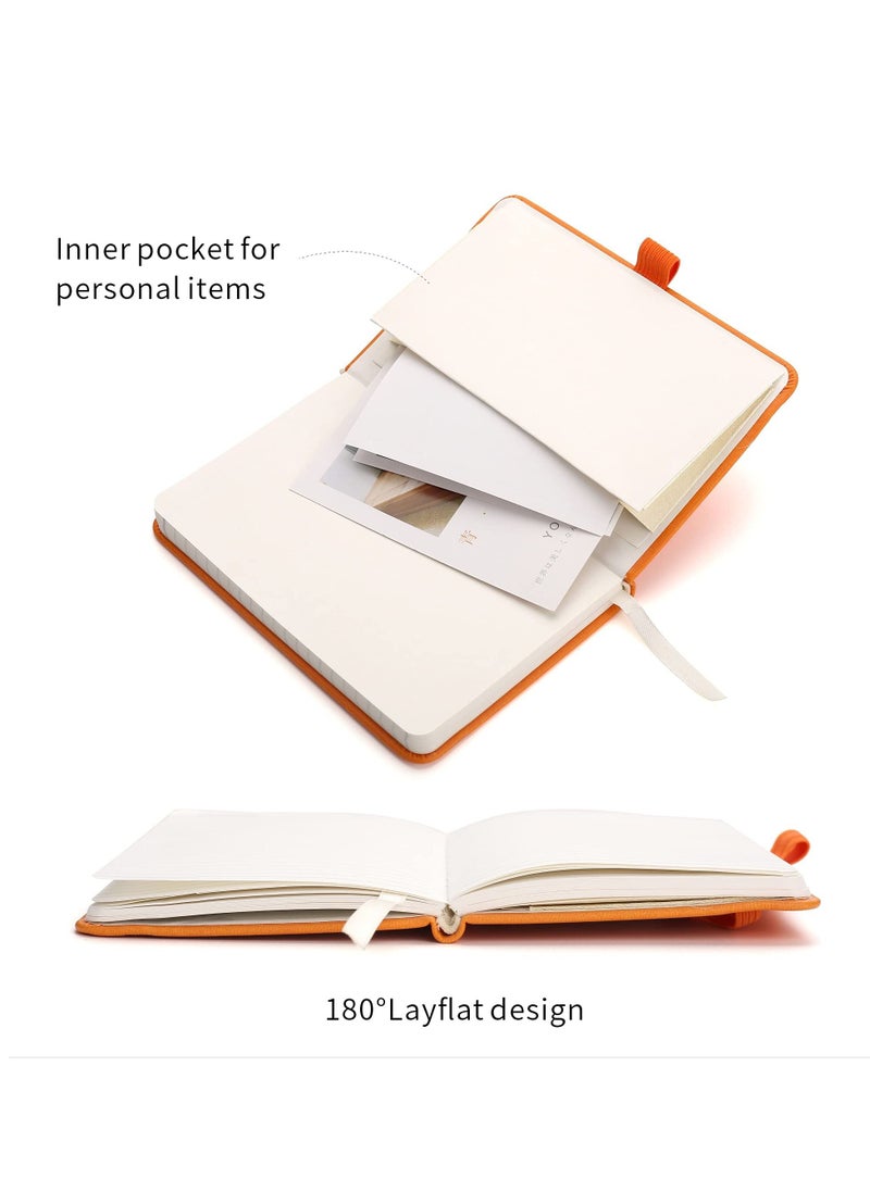 Excefore - Pocket Notebook, 2 Pack Small Notebook with Pen, A6 Size Journal Hardcover Notebook, 3.7”x5.5” Mini Notepad 100Gsm Thick Paper for Office, School (160 Pages, Orange) - Image 1