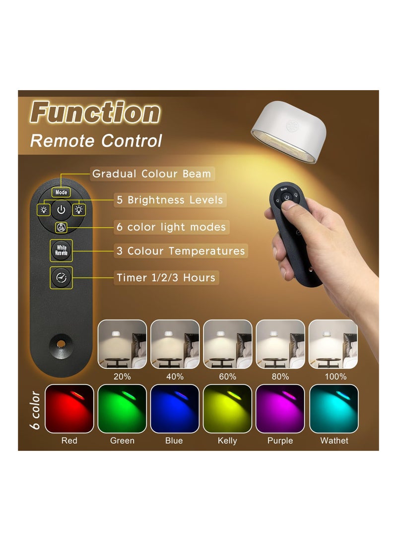 SYOSI LED Indoor Wall Lamp, Rechargeable Wall Light, LED Wall Lamp with Touch  Remote Control, Battery Operated Wall Lights, 360° Rotatable Reading Light, for Bedside Lamp, Corridor, Stairs - Image 5