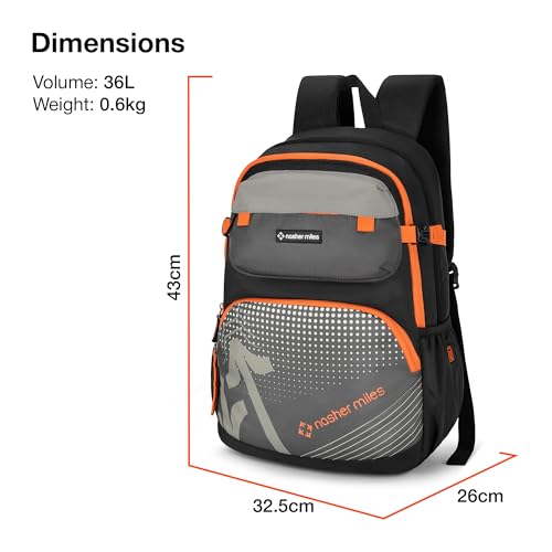Nasher Miles Engineering Polyester Laptop Backpack 36L with Rain cover Ideal for College, School, Office, Travel | Men, Women, Boys, Girls (Grey) - Image 5