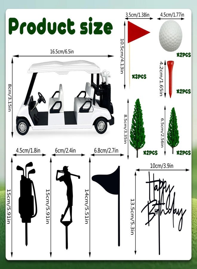 KDPATFAV Golf Cake Decorations Double-row Golf Cart Cake Toppers Heading for The White Cake Topper for Golfers with Cart Flag White Ball for Theme Party Supplies - Image 2