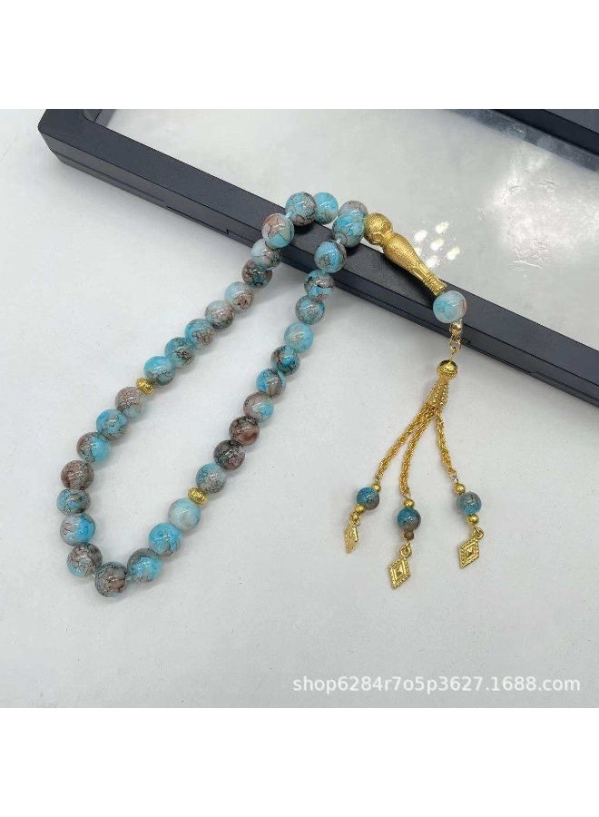 NIBEMINENT 33 Muslim Prayer Beads Gray Blue/10mm