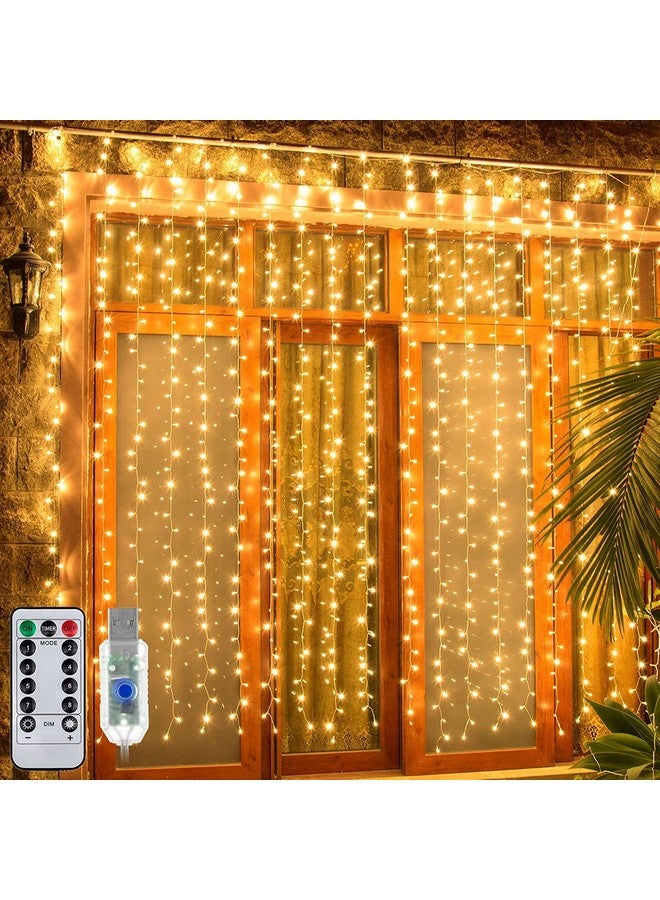 MIRADH 300 Led Fairy Curtain Lights With Remote Control Adjustable Brightness, Usb Operated For Home Decoration, Diwali Decoration, Bedroom Outdoor Birthday Balloon Decoration (Warm-White), 1 Meters - Image 1