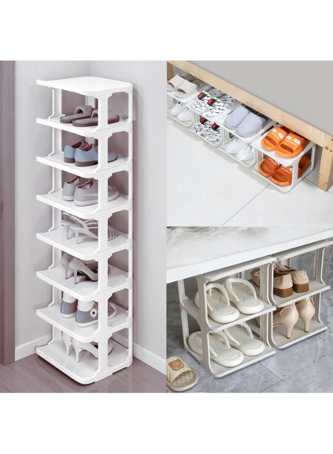 بلومنغ تايم منظم أحذية موفر للمساحة من 9 طبقات للأحذية الكبيرة، رف أحذية ضيق، رف قابل للتكديس، أبيض - Image 4