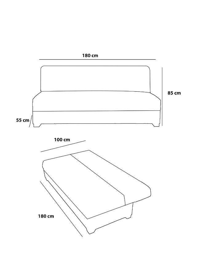 Inza Jaguar sofa without armrest (sofa - chaise lounge - bed) 3 seats, size 180*100 cm + 2 pillows - Image 4