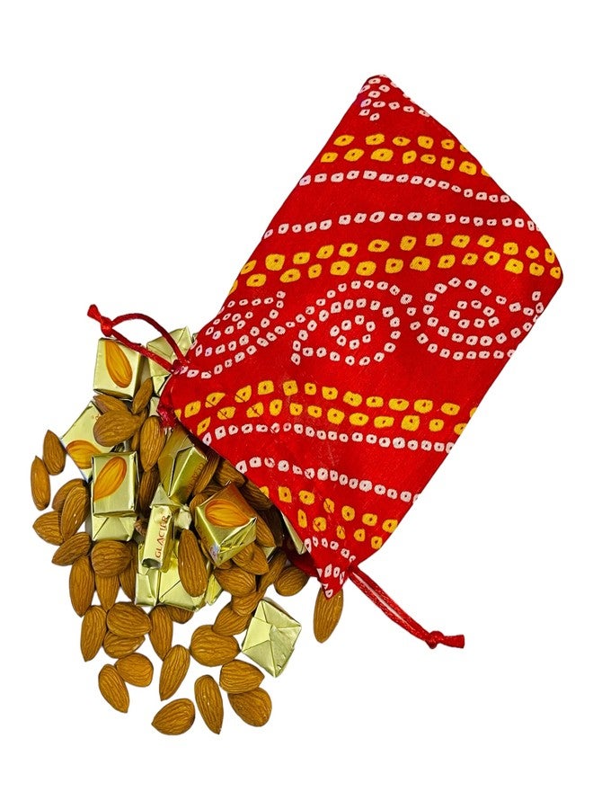 Moira 12pcs 5X7 inch Small Size Bandhej Silk Potli for Gifting, Jewellery Storage, Shagun, Coin Packing (Red) - Image 4
