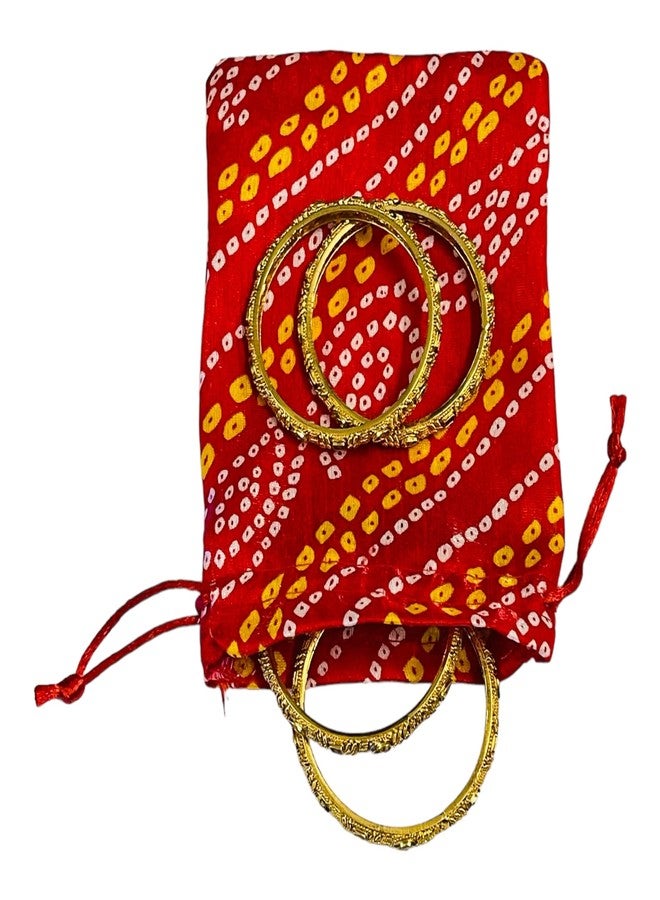 Moira 12pcs 5X7 inch Small Size Bandhej Silk Potli for Gifting, Jewellery Storage, Shagun, Coin Packing (Red) - Image 5