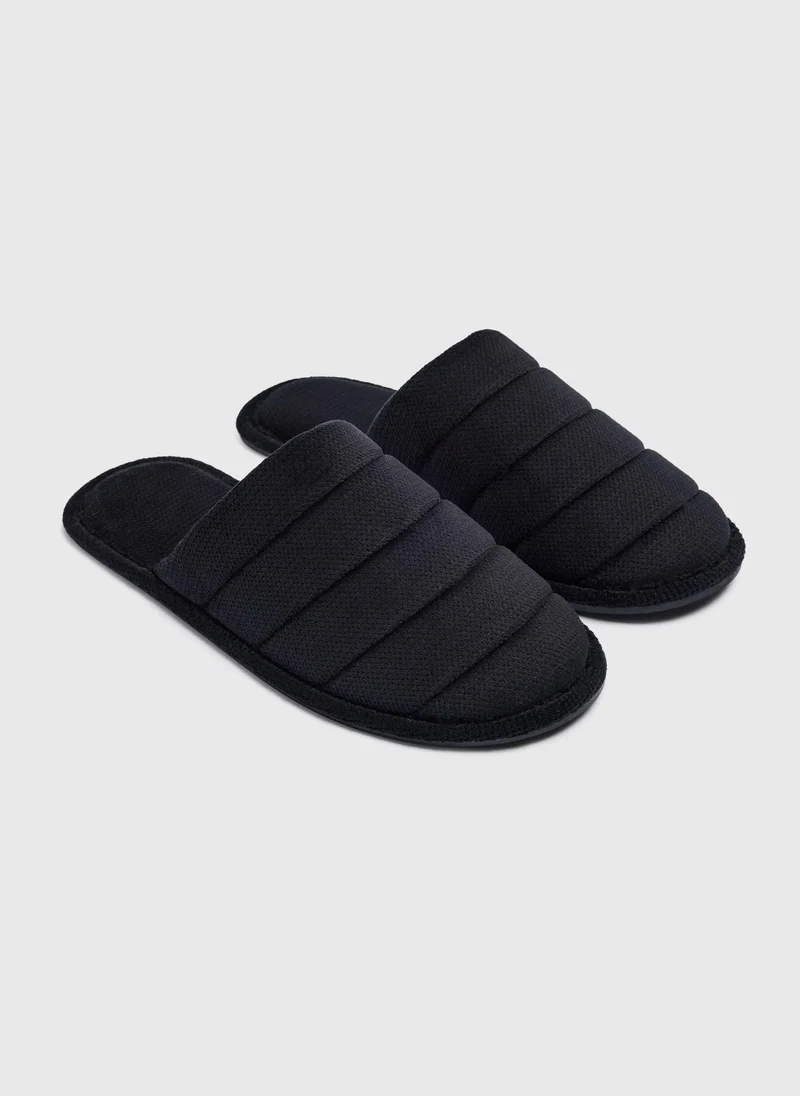 Matalan Black Closed Toe Slide Slippers