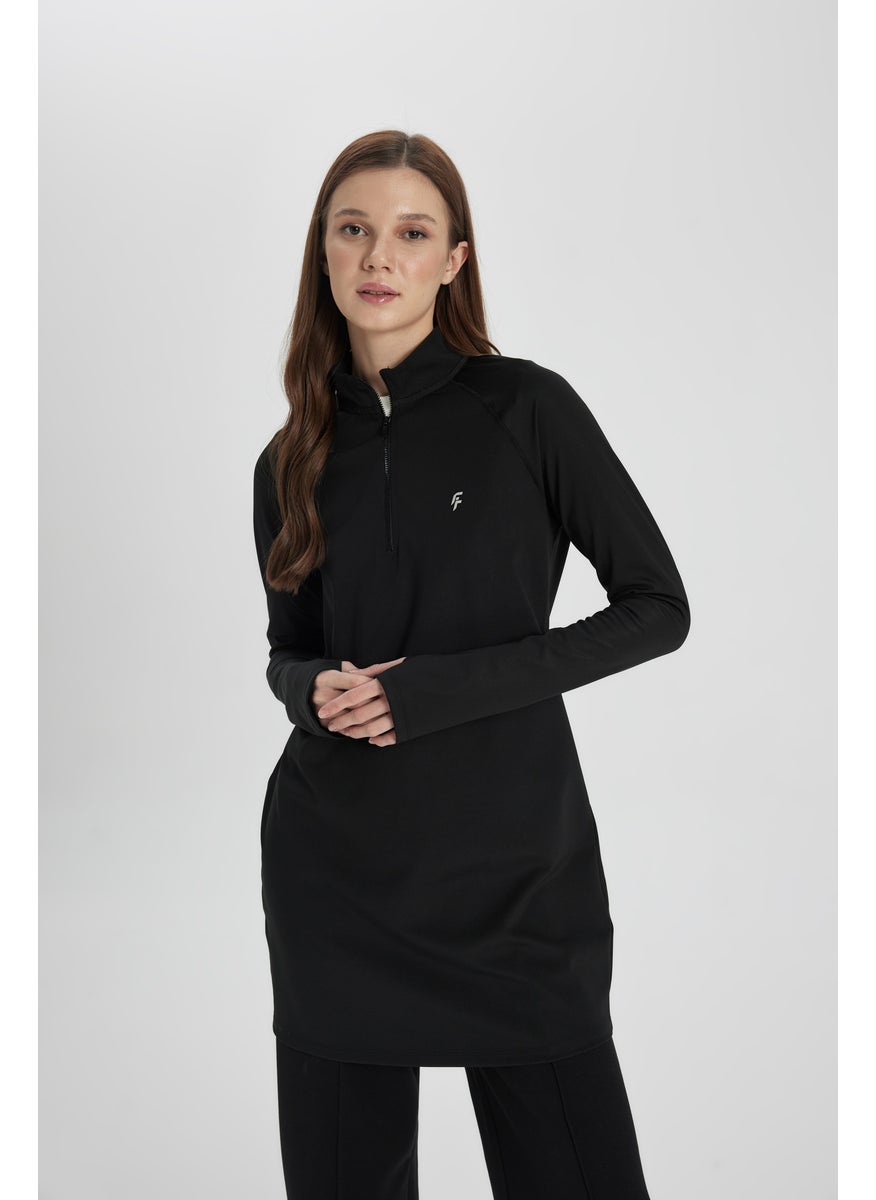 Woman DeFactoFit Long Fit Slogan Printed Long Sleeve T-Shirt