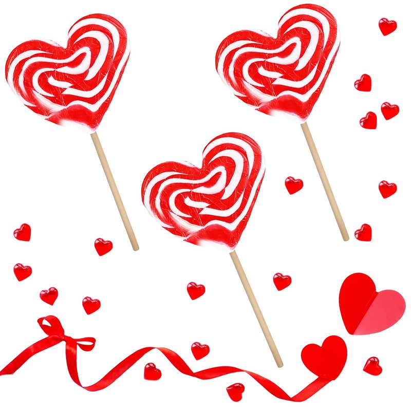 Fruidles Jumbo Swirl Lollipop Red and White Heart Design, Party Bag Fillers, Individually Wrapped, 80g (6-Pack) - Image 3