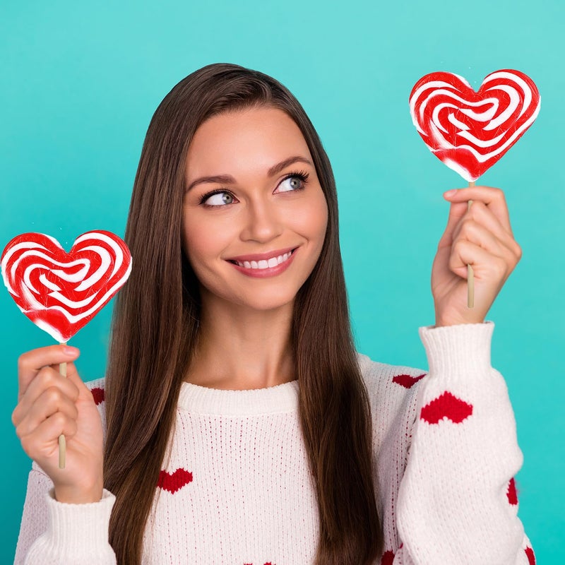 Fruidles Jumbo Swirl Lollipop Red and White Heart Design, Party Bag Fillers, Individually Wrapped, 80g (6-Pack) - Image 2