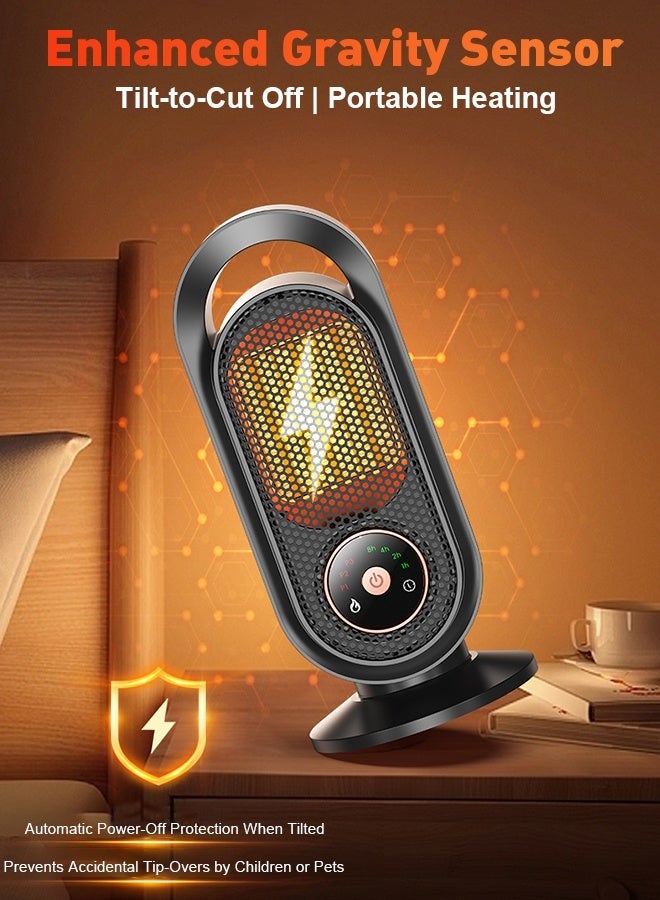 فورثكان مدفأة كهربائية محمولة، سخان سيراميك PTC بقوة ‎1500W‎ للتدفئة السريعة والآمنة، سخان صغير للمكتب والمنزل وغرفة النوم مع مؤقت 12 ساعة، 3 أوضاع تشغيل، وحماية من السخونة الزائدة والانقلاب - Image 5