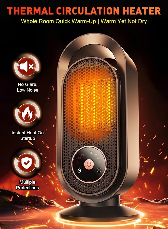 فورثكان مدفأة كهربائية محمولة، سخان سيراميك PTC بقوة ‎1500W‎ للتدفئة السريعة والآمنة، سخان صغير للمكتب والمنزل وغرفة النوم مع مؤقت 12 ساعة، 3 أوضاع تشغيل، وحماية من السخونة الزائدة والانقلاب - Image 2