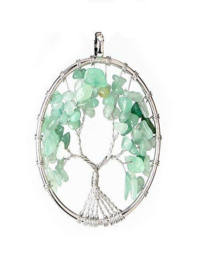 CA AGATE Tree Pendant Green Aventurine Pendant Stone Pendant for Reiki Healing and Crystal Healing Stone Pendant - Image 1