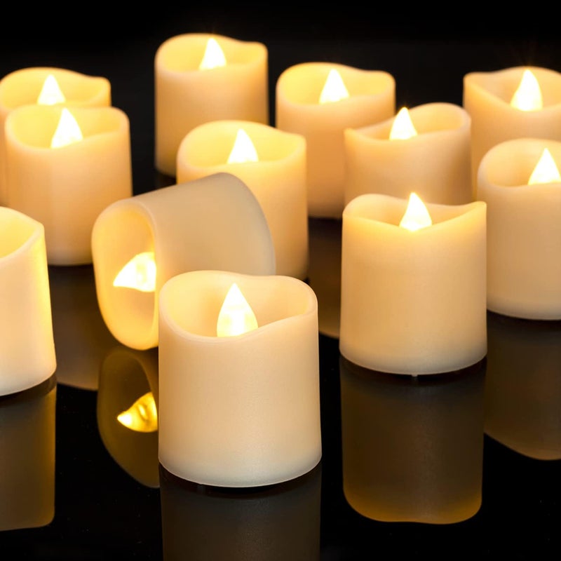 Homemory 50Pack Flameless LED Votive Candles, 200+Hour Lasting Electric Fake Candles, Battery Operated Tealights in Warm White for Wedding, Proposal Anniversary, Romantic Decor (Ivory Base) - Image 1