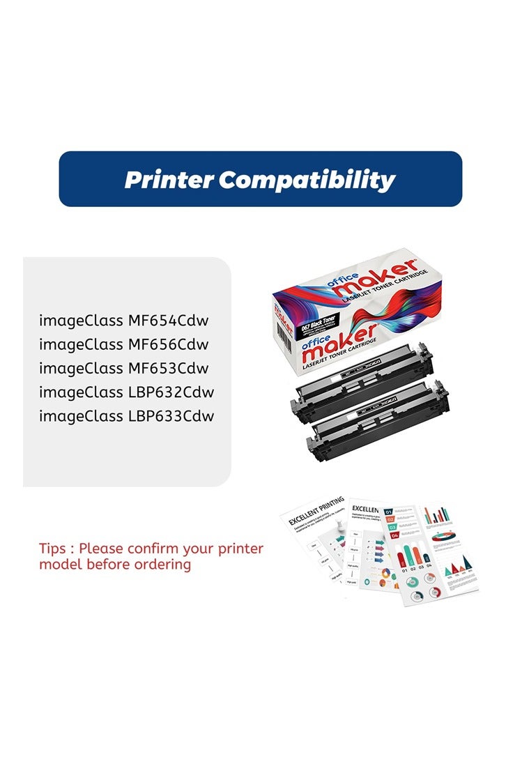 Office Maker Compatible Toner Replacement for Canon 067 067H Black Toner Cartridge CRG-067H CRG067 High Yield for Canon imageCLASS MF656Cdw LBP632Cdw MF653Cdw MF654Cdw (Black, 2 Pack) - Image 3