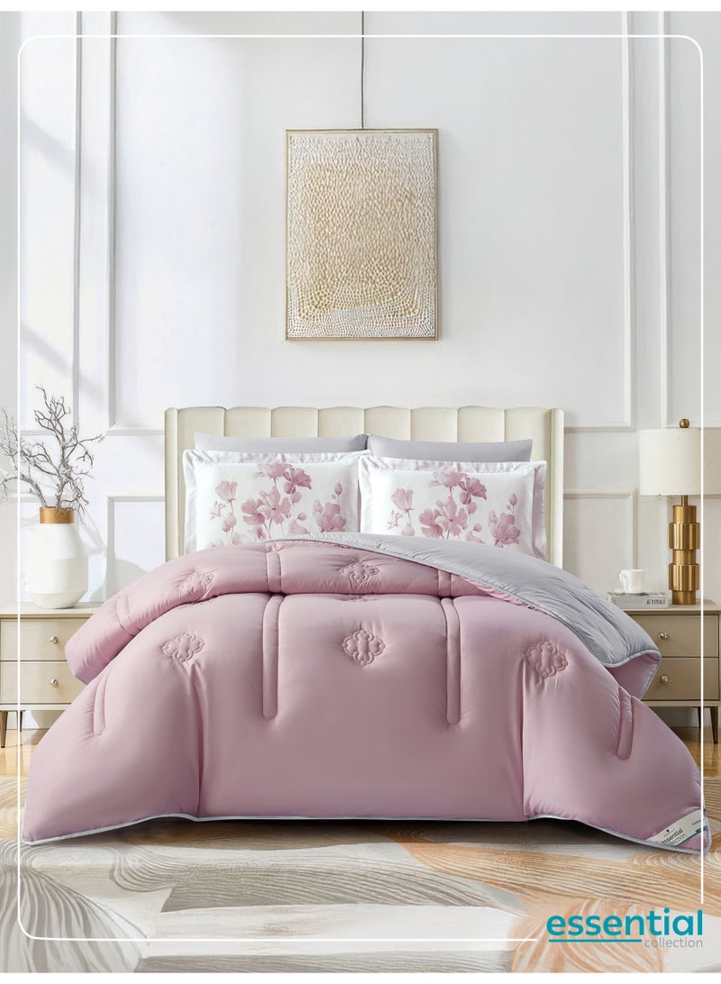 دوناتيلا طقم مفرش ريجنت 6 قطع مقاس مزدوج 200 × 200 سم بحشوة ثابتة رمادي بنفسجي - Image 1