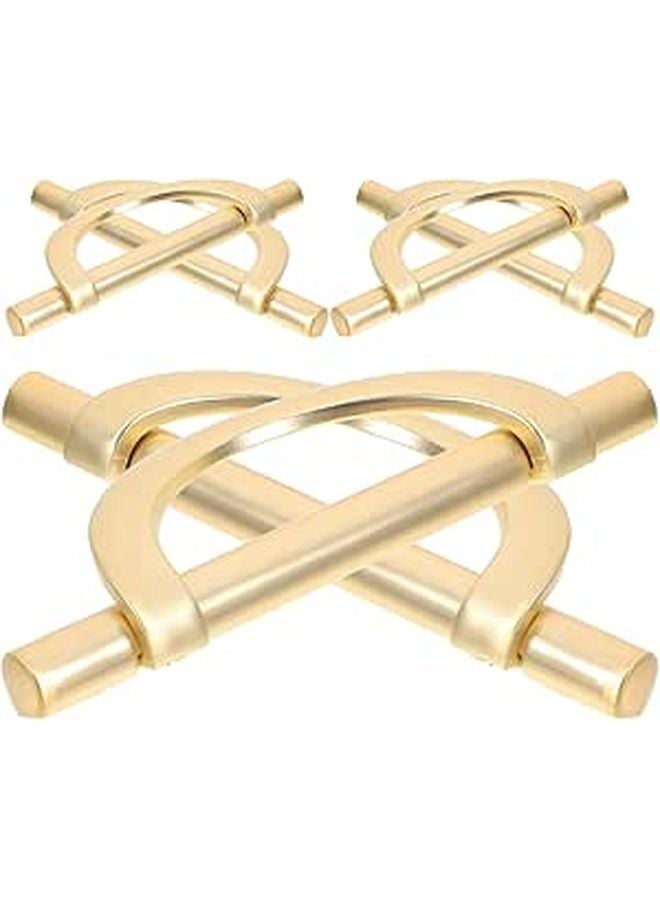 6 Pcs Zinc Alloy Half Moon Drawer Handles Brushed Gold Finish for Cabinet Wardrobe Dresser - Image 1