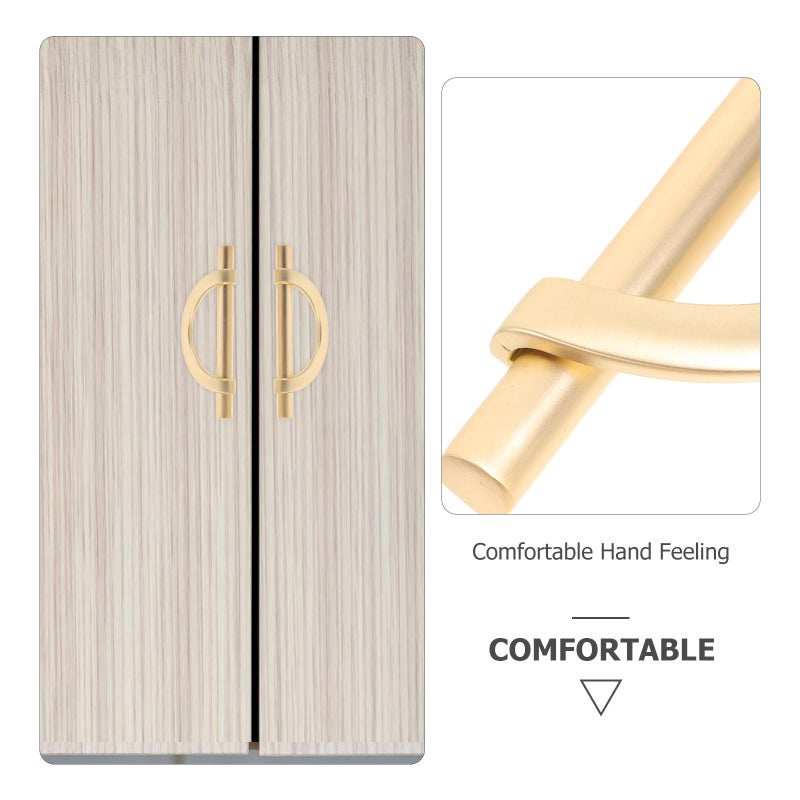 6 Pcs Zinc Alloy Half Moon Drawer Handles Brushed Gold Finish for Cabinet Wardrobe Dresser - Image 4