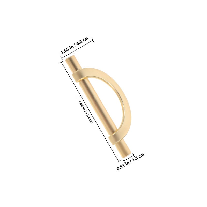 6 Pcs Zinc Alloy Half Moon Drawer Handles Brushed Gold Finish for Cabinet Wardrobe Dresser - Image 3