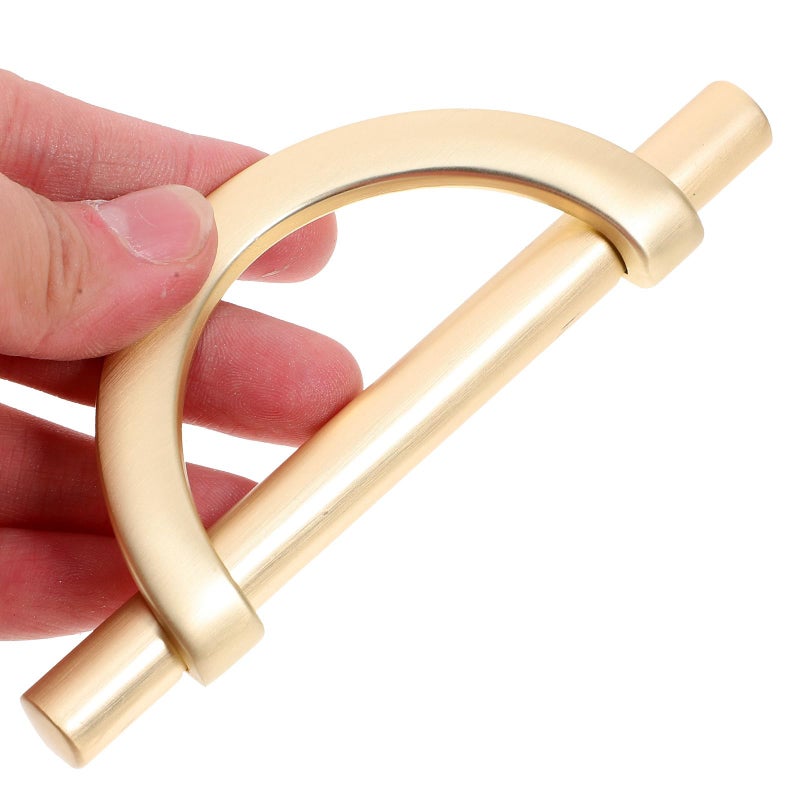 6 Pcs Zinc Alloy Half Moon Drawer Handles Brushed Gold Finish for Cabinet Wardrobe Dresser - Image 5