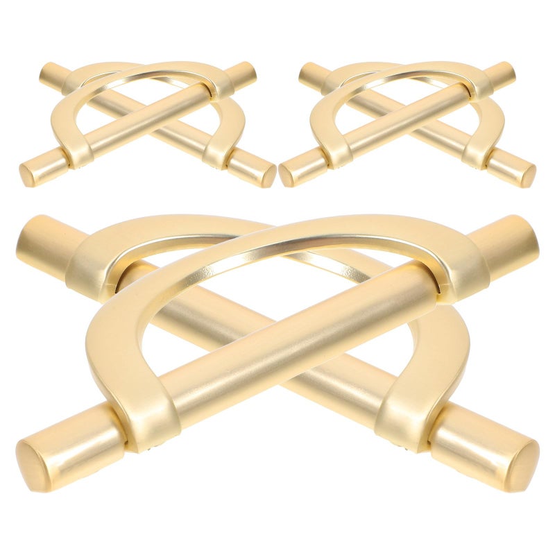 6 Pcs Zinc Alloy Half Moon Drawer Handles Brushed Gold Finish for Cabinet Wardrobe Dresser - Image 2