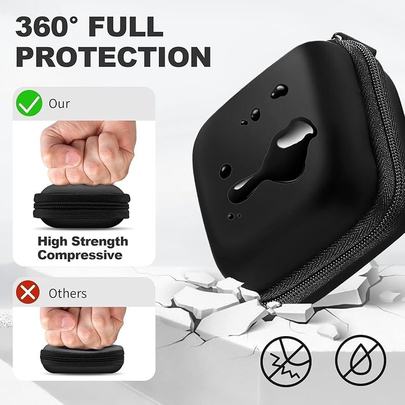 Woyinger Square + Round Earbud Case Portable EVA Carrying Case Storage Bag Cell Phone Accessories Organizer with Carabiner for Earphone, Earbud, Earpieces, SD Memory Card, Camera Chips, Black * 2 - Image 2