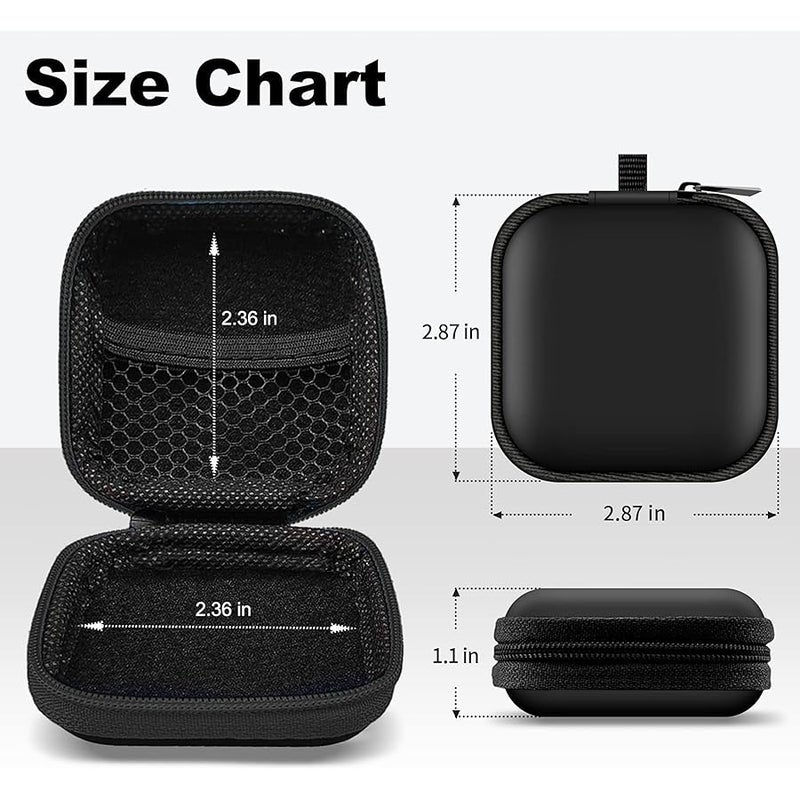 Woyinger Square + Round Earbud Case Portable EVA Carrying Case Storage Bag Cell Phone Accessories Organizer with Carabiner for Earphone, Earbud, Earpieces, SD Memory Card, Camera Chips, Black * 2 - Image 4