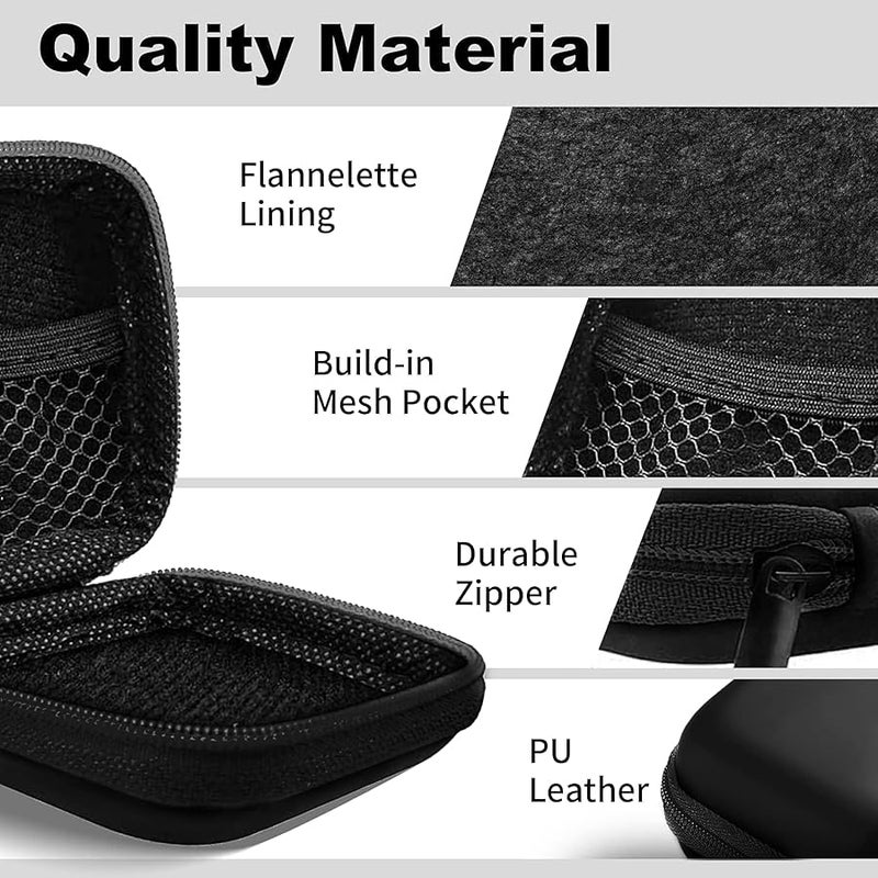 Woyinger Square + Round Earbud Case Portable EVA Carrying Case Storage Bag Cell Phone Accessories Organizer with Carabiner for Earphone, Earbud, Earpieces, SD Memory Card, Camera Chips, Black * 2 - Image 5