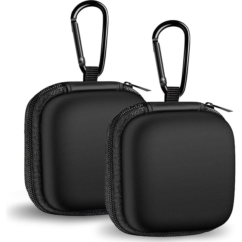 Woyinger Square + Round Earbud Case Portable EVA Carrying Case Storage Bag Cell Phone Accessories Organizer with Carabiner for Earphone, Earbud, Earpieces, SD Memory Card, Camera Chips, Black * 2 - Image 1