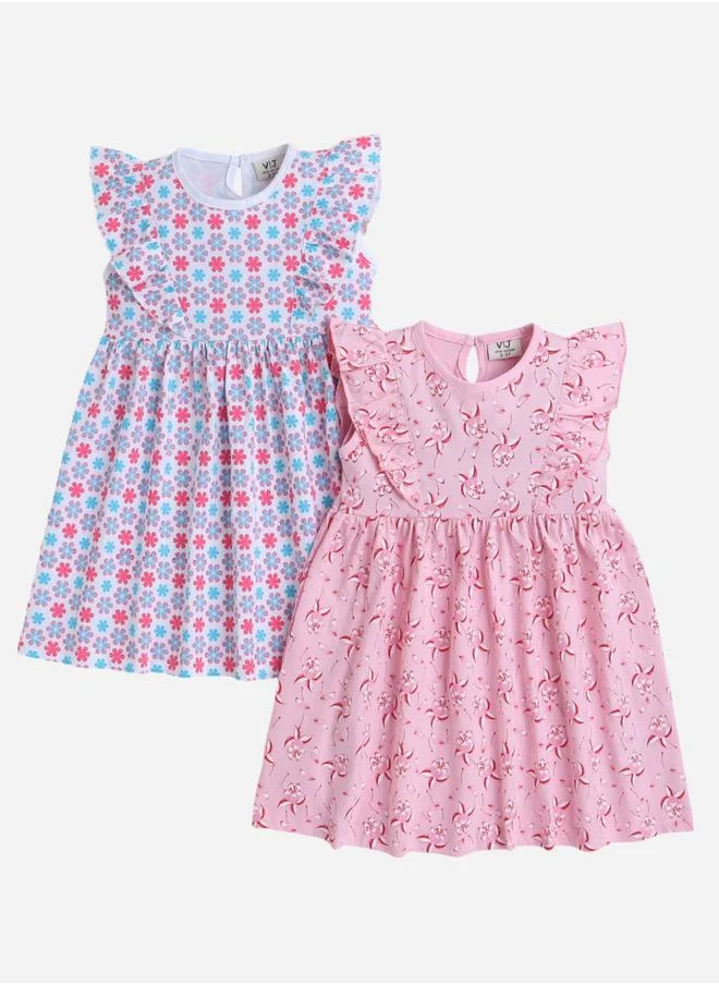 victor and jane Victor and Jane - All-Over Printed Ruffle Dress (Pack of 2)