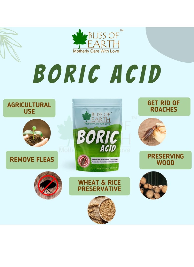 BLISS OF EARTH Bliss of Earth 16 OZ Boric Acid Powder Multipurpose kill Cockroach & Ants Rice Preservative Carrom Powder 453GM  - Image 2