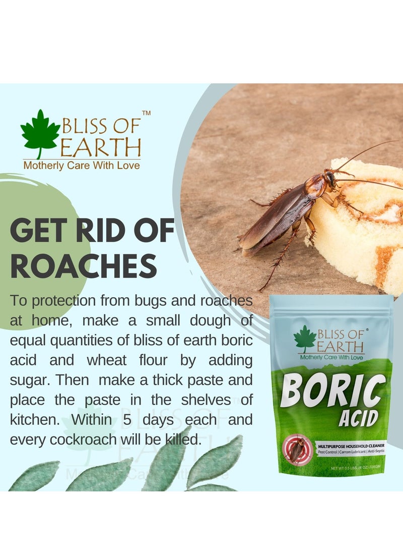 BLISS OF EARTH Bliss of Earth 16 OZ Boric Acid Powder Multipurpose kill Cockroach & Ants Rice Preservative Carrom Powder 453GM  - Image 3