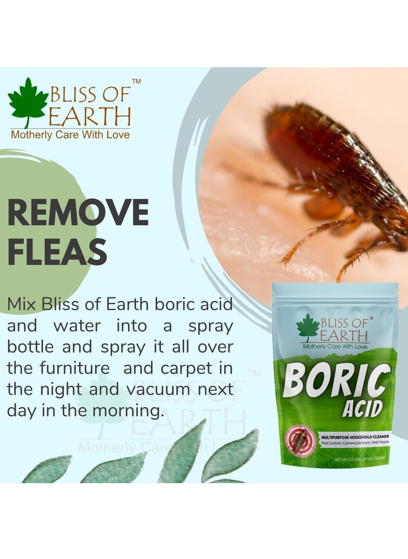 BLISS OF EARTH Bliss of Earth 16 OZ Boric Acid Powder Multipurpose kill Cockroach & Ants Rice Preservative Carrom Powder 453GM  - Image 4