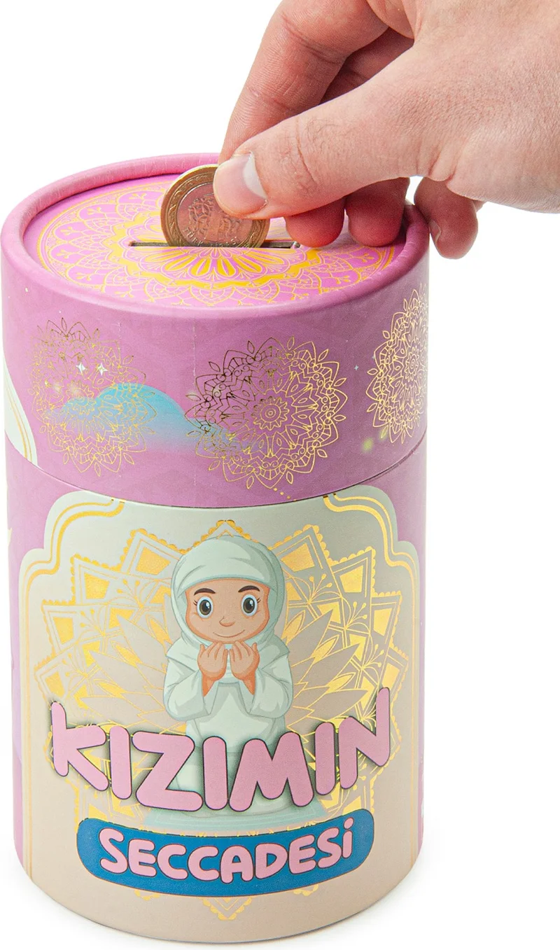 İhvan Online Ihvan Online My Daughter's Children's Prayer Rug with Piggy Bank - Mosque Picture - Prayer Beads